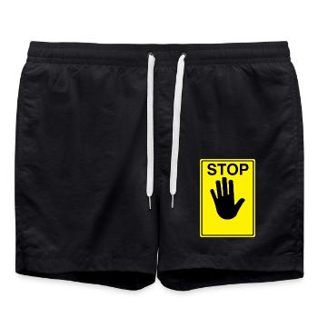 Logo du panneau d’arrêt - Short de bain - noir - Devant - AI Model Male 185 light (185cm)