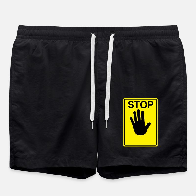 Stop Schild Logo - Badeshorts - Schwarz