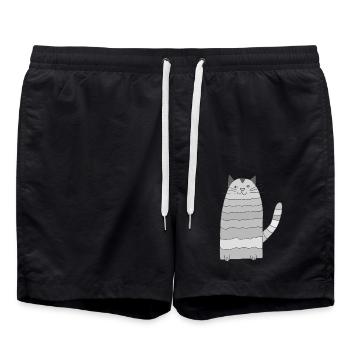 katze geringelt graustufen - Badeshorts - Schwarz - Vorne - AI Model Male 185 light (185cm)
