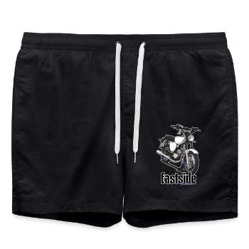 S51 (blanc) // Illustration - Short de bain - noir - Devant - AI Model Male 185 light (185cm)