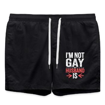 I'm Not Gay My Husband Is 14 - Badeshorts - Schwarz - Vorne - AI Model Male 185 light (185cm)