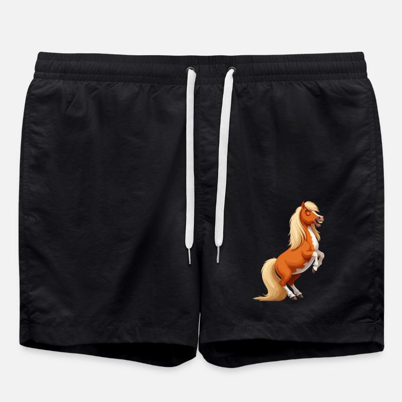 Shetland pony rears up - Swim Trunks - black
