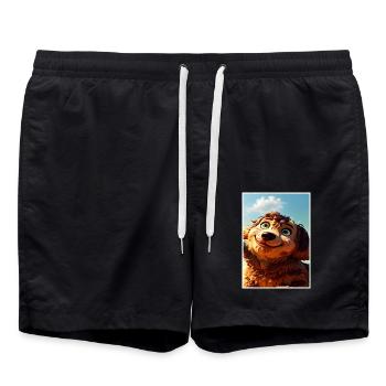 Un chiot brun-roux. - Short de bain - noir - Devant - AI Model Male 185 light (185cm)