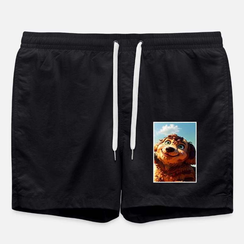 A brown-ginger puppy. - Swim Trunks - black