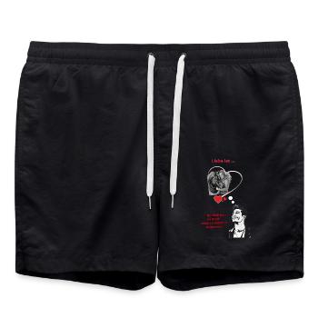 Liebe ist... - Badeshorts - Schwarz - Vorne - AI Model Male 185 light (185cm)