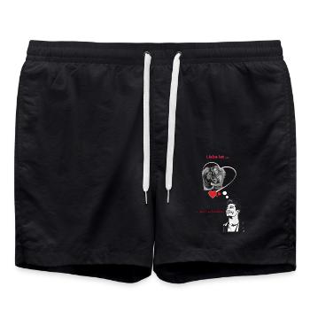 Liebe ist.. - Badeshorts - Schwarz - Vorne - AI Model Male 185 light (185cm)