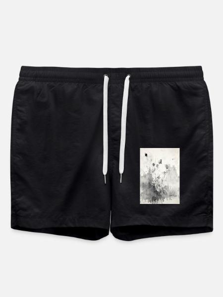 Abstrakte Aquarellmalerei - Badeshorts - Schwarz