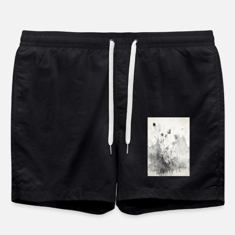 Abstrakte Aquarellmalerei - Badeshorts - Schwarz
