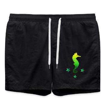 Hippocampe vert Hippocampe Apprendre à nager - Short de bain - noir - Devant - AI Model Male 185 light (185cm)
