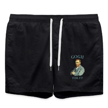 Gogh pour ça ! Blague drôle de Van Gogh - Short de bain - noir - Devant - AI Model Male 185 light (185cm)
