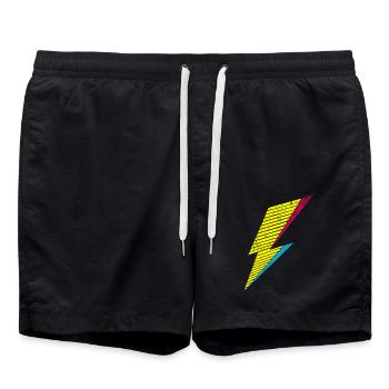 bolt of lightning 80s - Badeshorts - Schwarz - Vorne - AI Model Male 185 light (185cm)