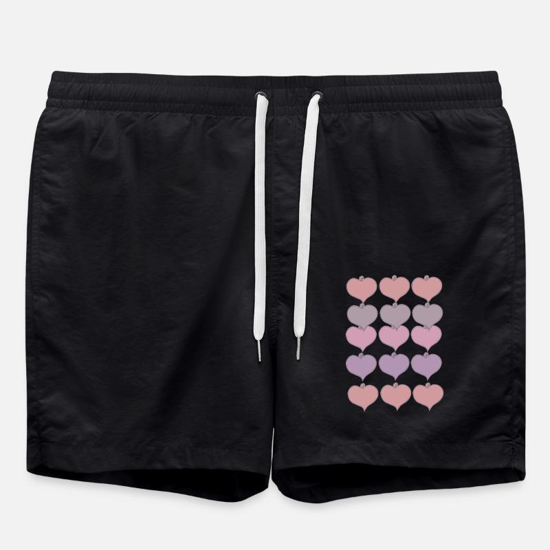 Heart Pendant Pattern - Swim Trunks - black