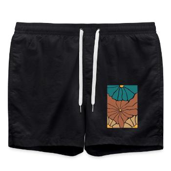 Fleurs de flore bohème - Short de bain - noir - Devant - AI Model Male 185 light (185cm)