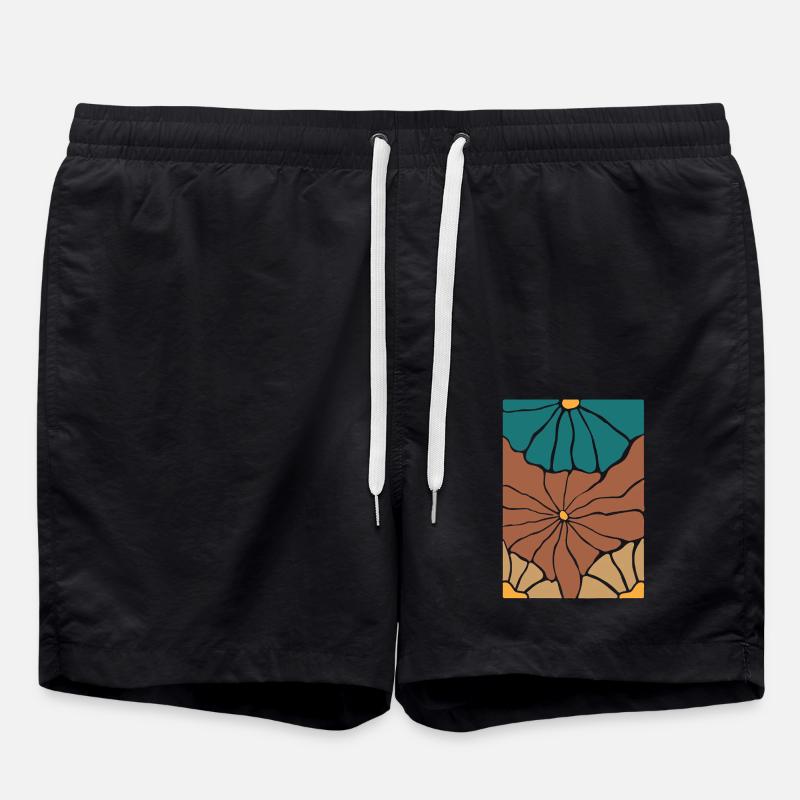 Boho Flora Flowers - Swim Trunks - black