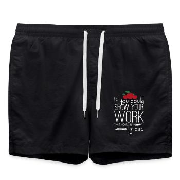 Math Teacher If You Could Show Your Work - Swim Trunks - black - Front - AI Model Male 185 light (185cm)