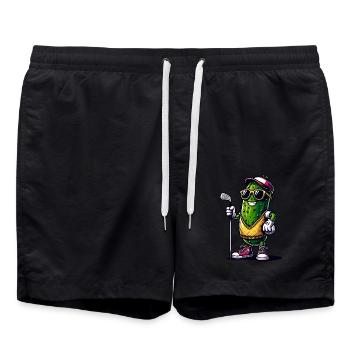 Lustige Gurke Golf Motiv für Sportbegeisterte - Badeshorts - Schwarz - Vorne - AI Model Male 185 light (185cm)