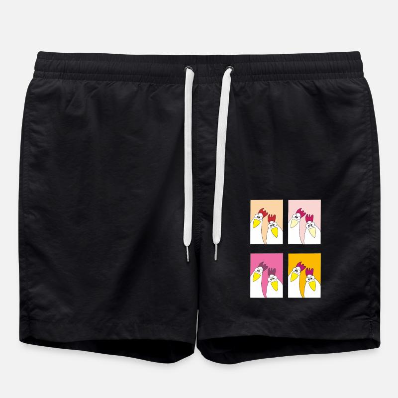 Funny Chickens Popart - Swim Trunks - black