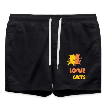 Aimez les chats - Short de bain - noir - Devant - AI Model Male 185 light (185cm)