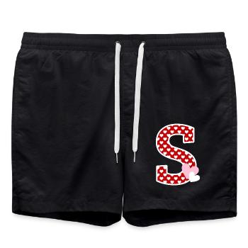Lettre S cœur - Short de bain - noir - Devant - AI Model Male 185 light (185cm)