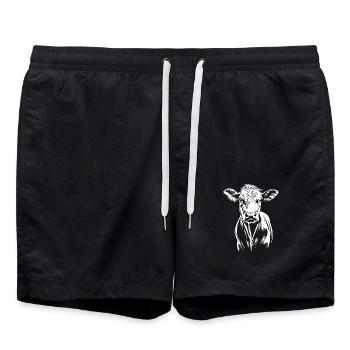 Cow Minimalist - Swim Trunks - black - Front - AI Model Male 185 light (185cm)