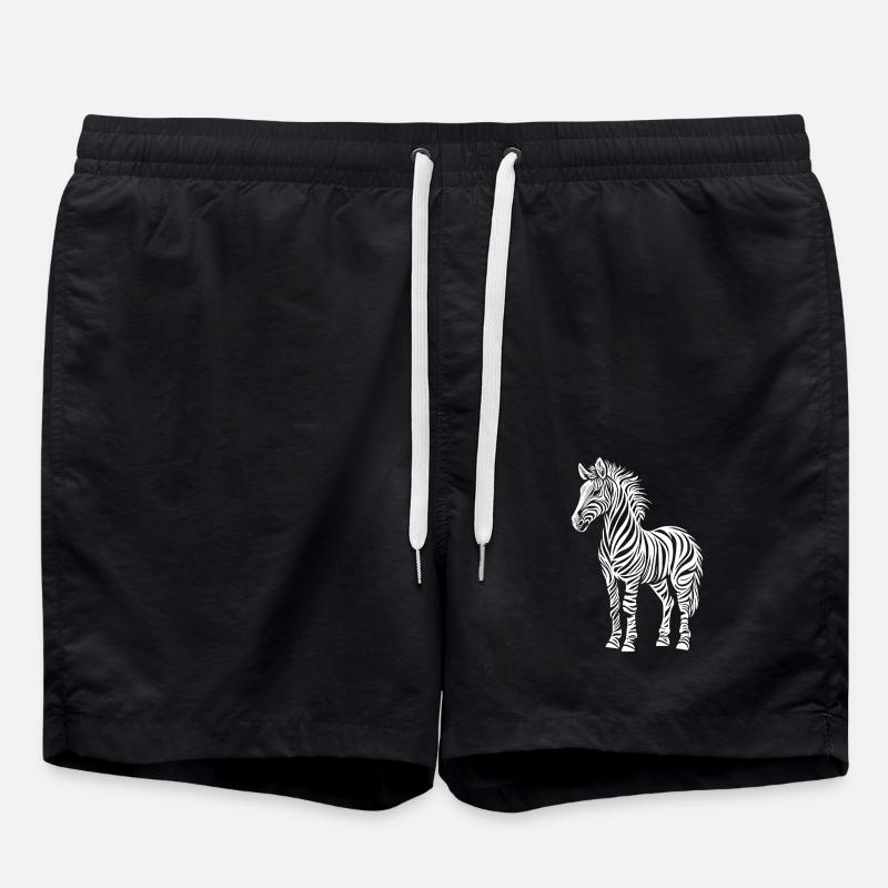 Zebra Drawing - Swim Trunks - black