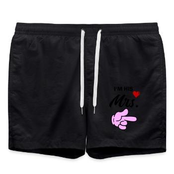 At His MRS - Swim Trunks - black - Front - AI Model Male 185 light (185cm)