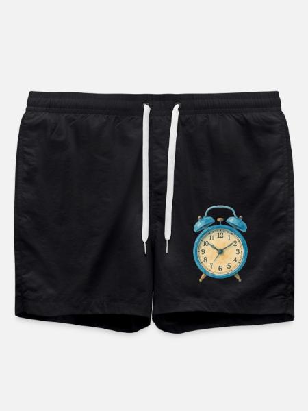 wecker uhr aquarell - Badeshorts - Schwarz