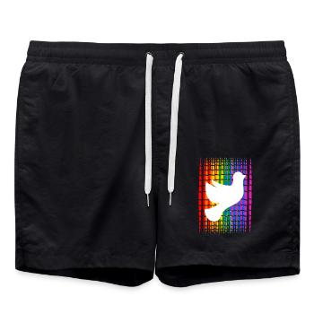 Gay Pride Month Streifen mit Friedenstauben - Badeshorts - Schwarz - Vorne - AI Model Male 185 light (185cm)