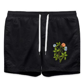 Blumen - Badeshorts - Schwarz - Vorne - AI Model Male 185 light (185cm)