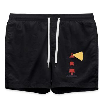 Lighthouse - Holiday Sea Island - Swim Trunks - black - Front - AI Model Male 185 light (185cm)