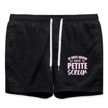 Je vais avoir une petite sœur - Short de bain - noir - Devant - AI Model Male 185 light (185cm)