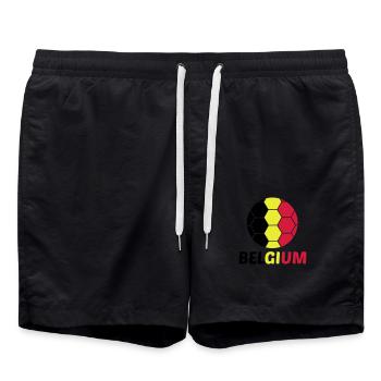 Belgique Belgique Texte Drapeau Cool Football Fan Fun - Short de bain - noir - Devant - AI Model Male 185 light (185cm)
