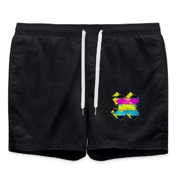 X - Pansexuell - Badeshorts - Schwarz - Vorne - AI Model Male 185 light (185cm)