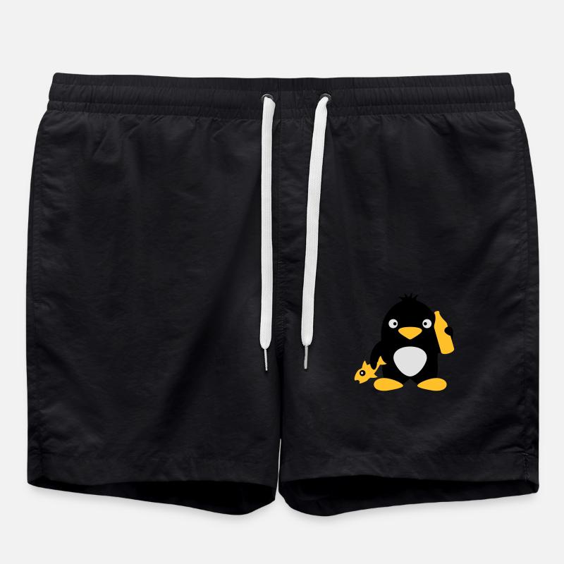 Fish And Beer Penguin - Swim Trunks - black