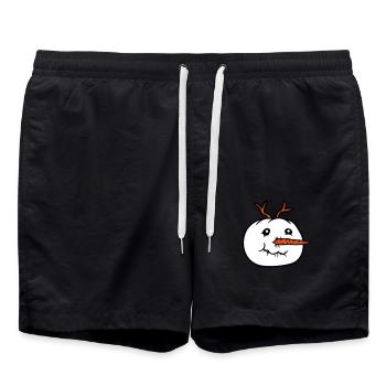 schneemann gesicht kopf cool winter weihnachten ka - Badeshorts - Schwarz - Vorne - AI Model Male 185 light (185cm)