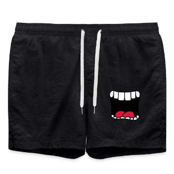 mund schreien grosses maul bruellen comic cartoon - Badeshorts - Schwarz - Vorne - AI Model Male 185 light (185cm)