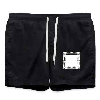 frontière nombreuses lignes cadre carré carré ecki - Short de bain - noir - Devant - AI Model Male 185 light (185cm)