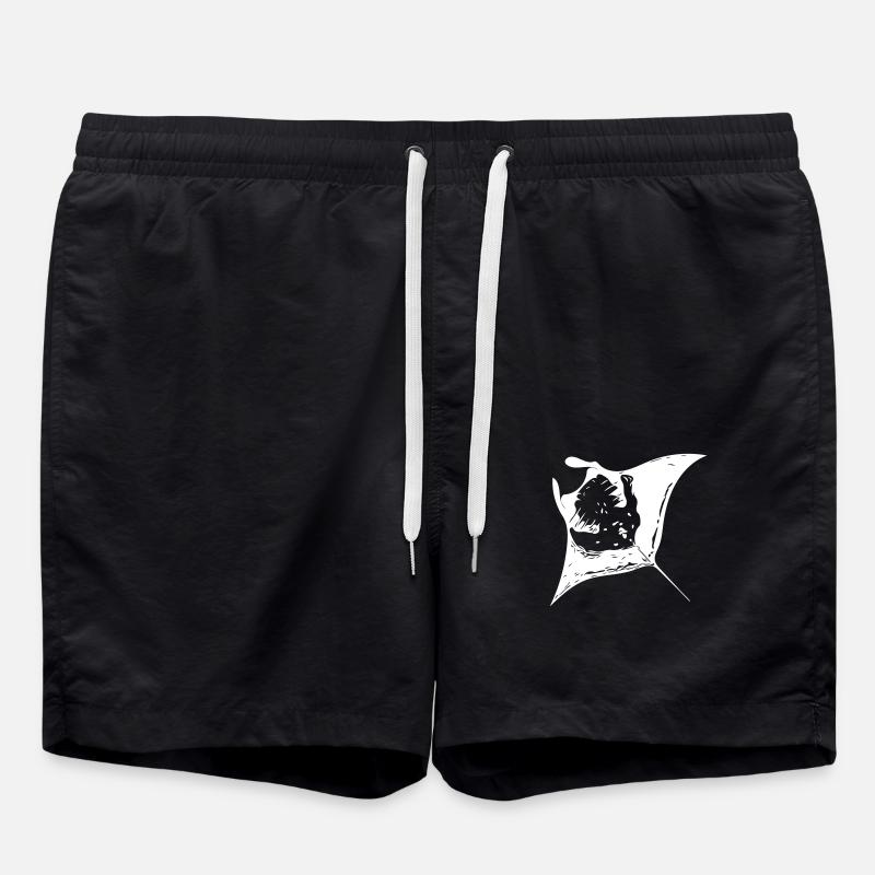 Manta Ray - devil rays - Swim Trunks - black