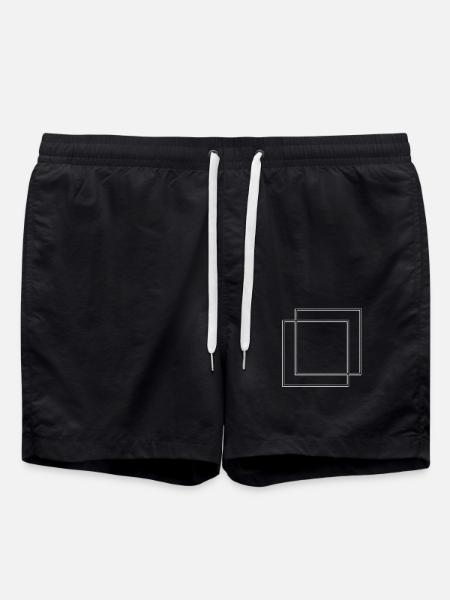 Lines square dashes - Swim Trunks - black