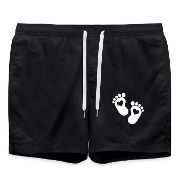 Bébé coeur parents enceintes bébé pieds mignon - Short de bain - noir - Devant - AI Model Male 185 light (185cm)