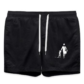 Vater und Tochter hell - Badeshorts - Schwarz - Vorne - AI Model Male 185 light (185cm)