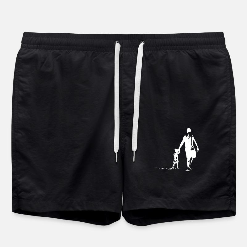 Father and daughter bright - Swim Trunks - black