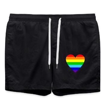 Herz Regenbogen Farben bunt - Badeshorts - Schwarz - Vorne - AI Model Male 185 light (185cm)
