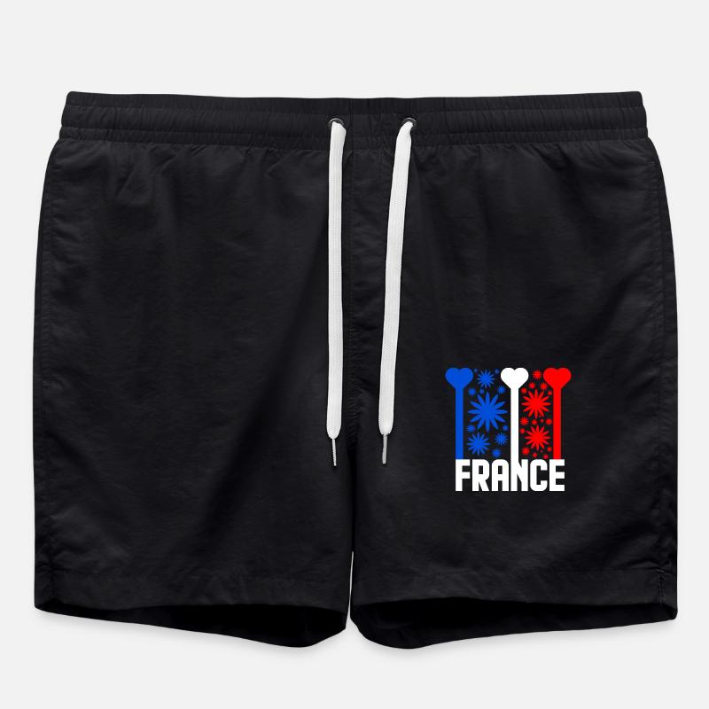 Franska flaggan blå vit röd - Badshorts - svart