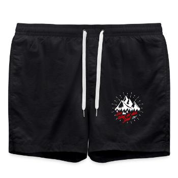 Der Weg ist das Ziel - Berge - Wandern - Camping - Badeshorts - Schwarz - Vorne - AI Model Male 185 light (185cm)