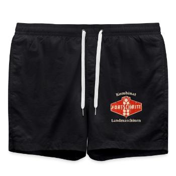 Kombinat FORTSCHRITT Landmaschinen DDR Ostalgie - Badeshorts - Schwarz - Vorne - AI Model Male 185 light (185cm)