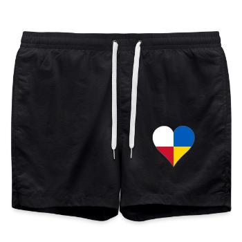 Ukraine Polen zwei Flagge ein Herz - Badeshorts - Schwarz - Vorne - AI Model Male 185 light (185cm)