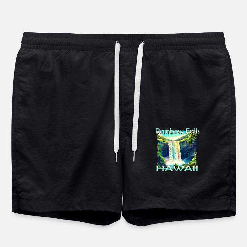 Hawaii Rainbow Falls Exclusive Design - Swim Trunks - black