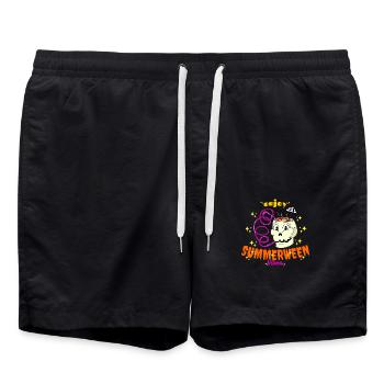 Genieße Summerween Vibes Funny Summer Skull Drink - Badeshorts - Schwarz - Vorne - AI Model Male 185 light (185cm)