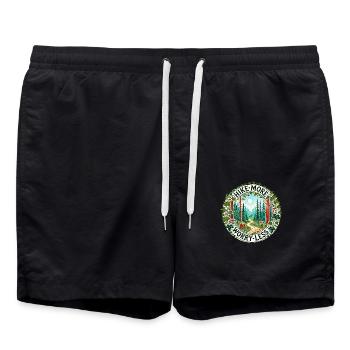 Wandern Sie mehr, machen Sie sich weniger Sorgen - Badeshorts - Schwarz - Vorne - AI Model Male 185 light (185cm)